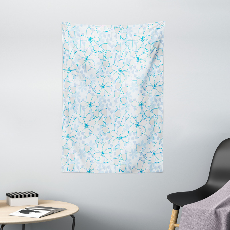 Abstract Flowers Hearts Tapestry