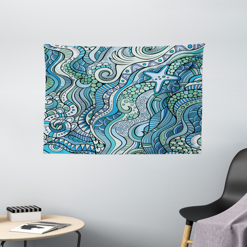 Underwater Wildlife Ethnic Wide Tapestry