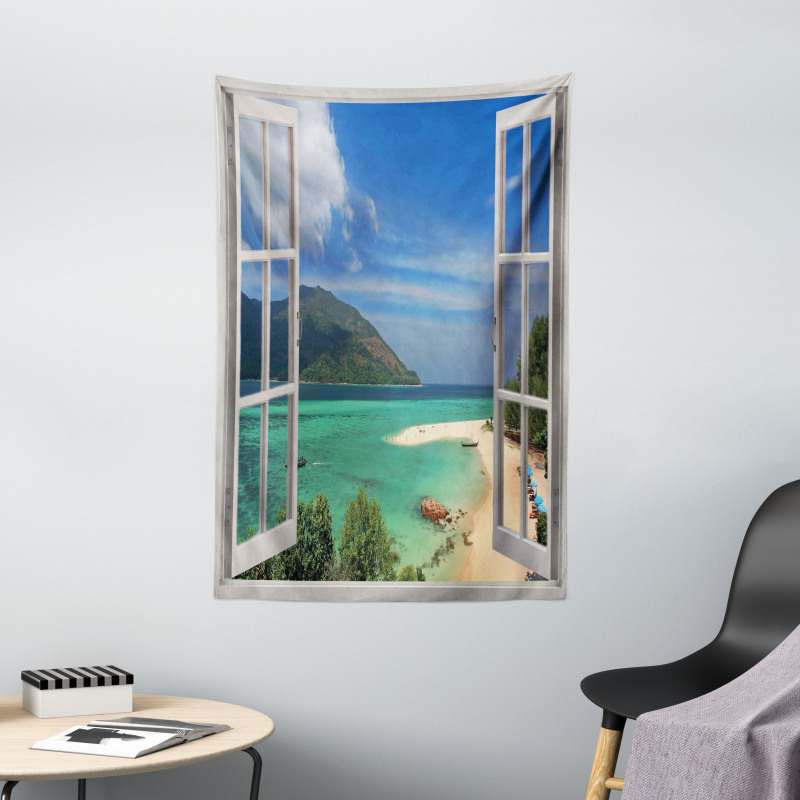 Tropic Scene in Window Tapestry