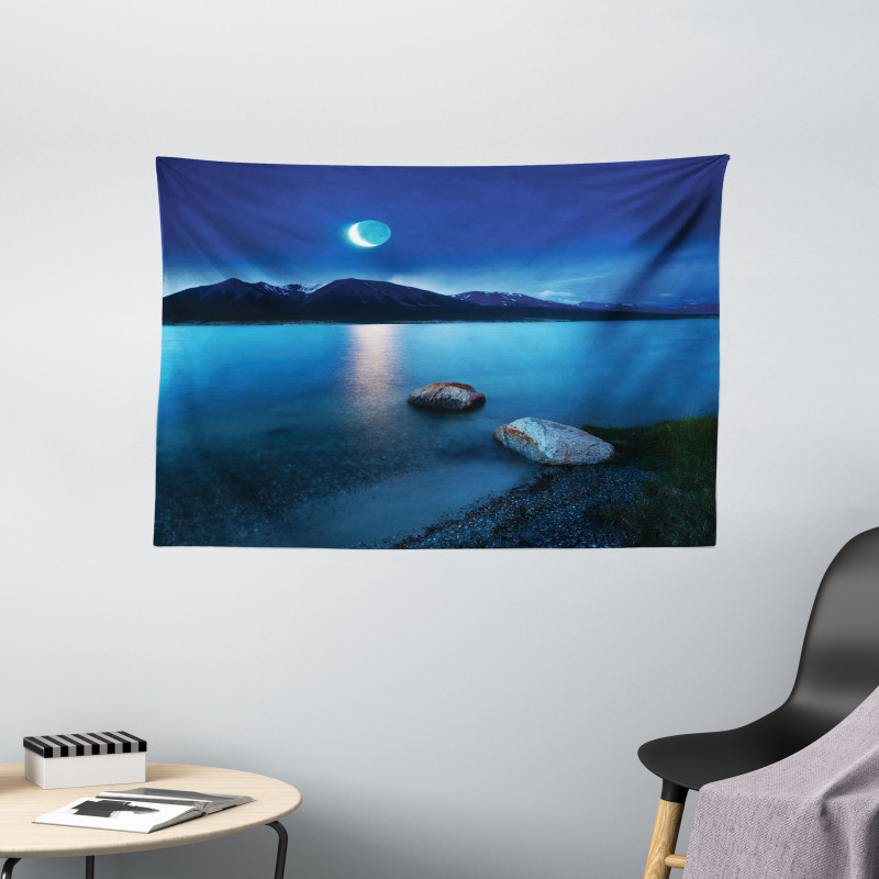 Fantasy Midnight Moon Wide Tapestry