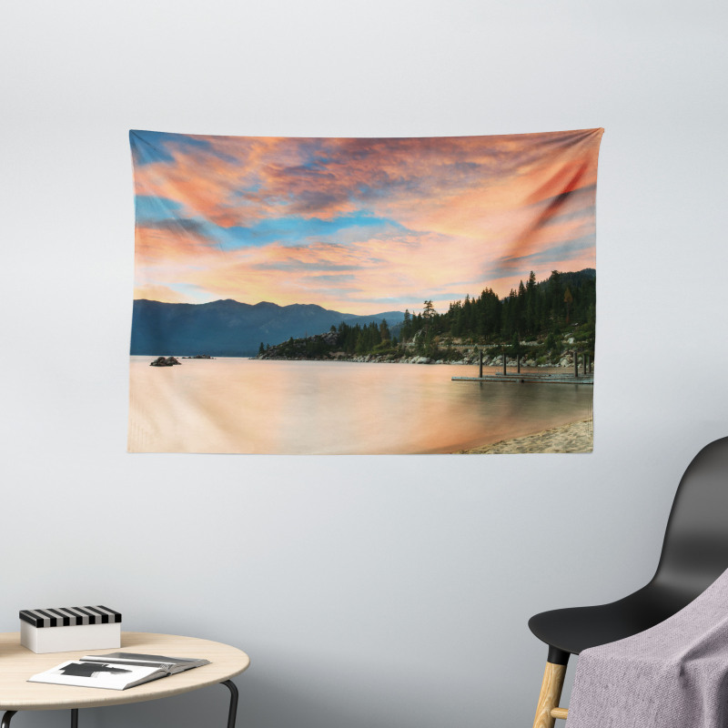 Sunset at Lake Tahoe USA Wide Tapestry