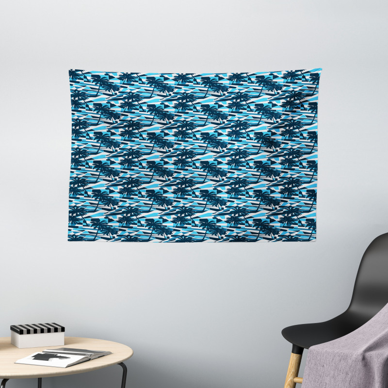 Geometric Blue Shades Wide Tapestry