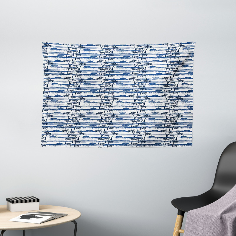 Paper Boats on Waves Wide Tapestry