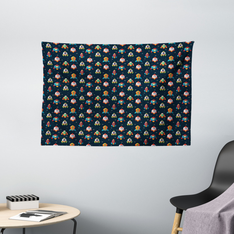 Cartoon Style Space Wide Tapestry