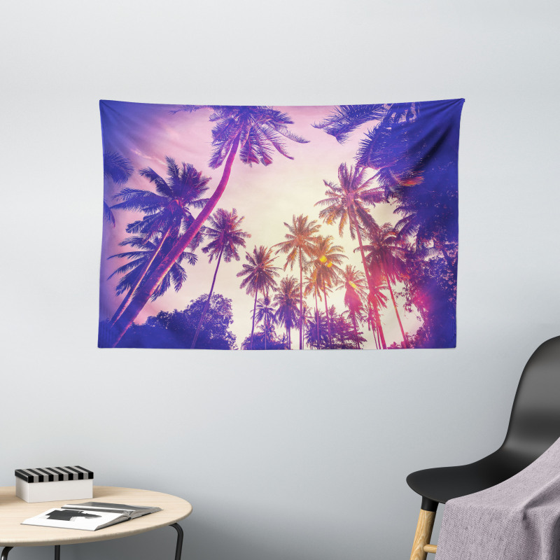 Tropic Island Sunset Wide Tapestry