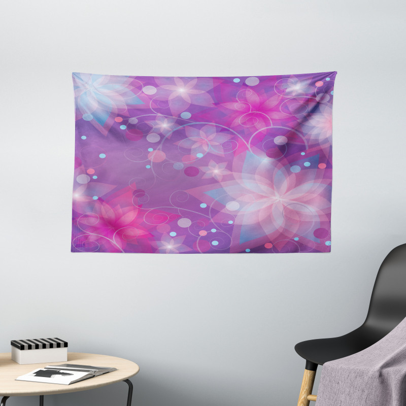 Floral Dreamy Romantic Wide Tapestry