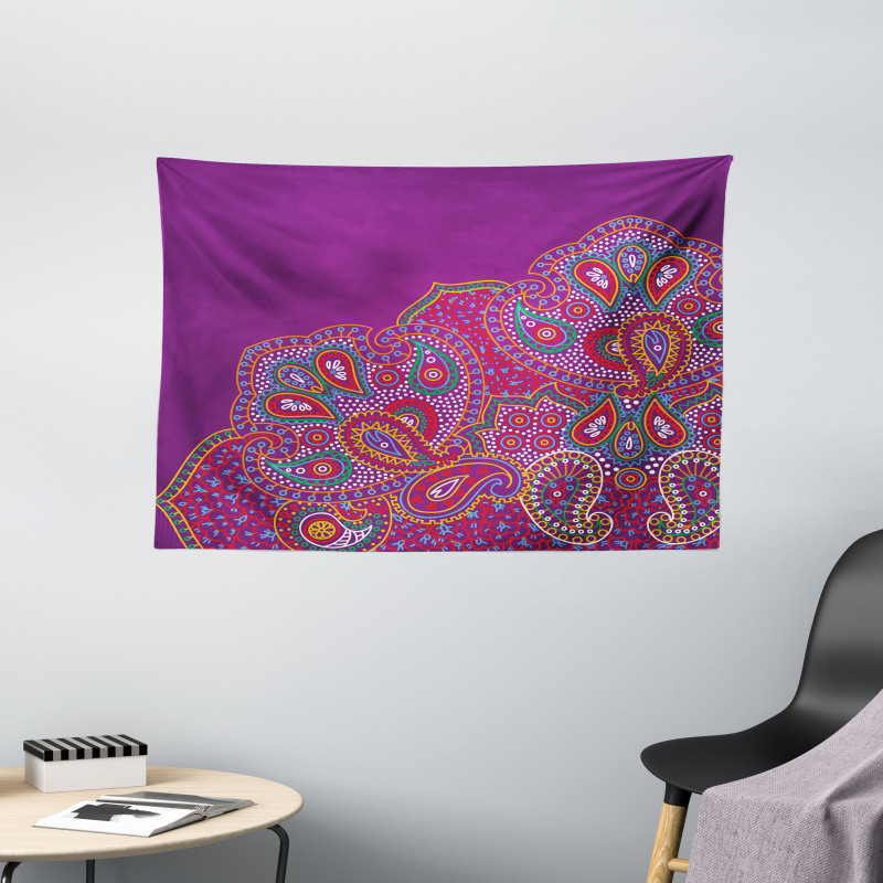 Floral Paisley Art Wide Tapestry