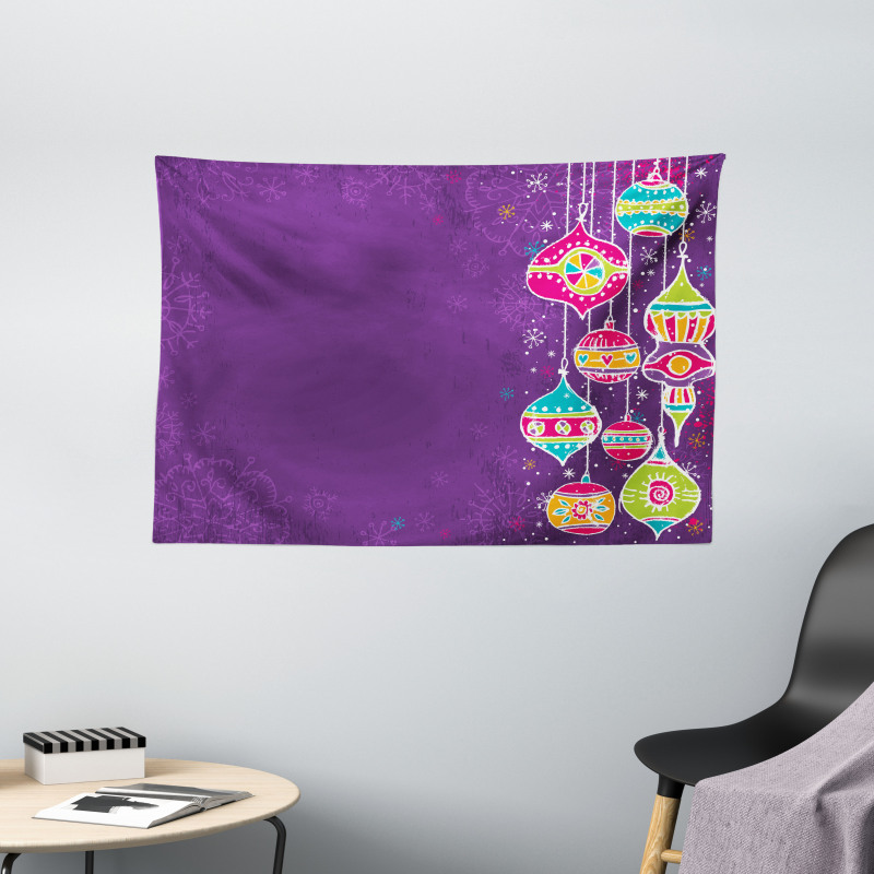 Kids Doodle Balls Wide Tapestry