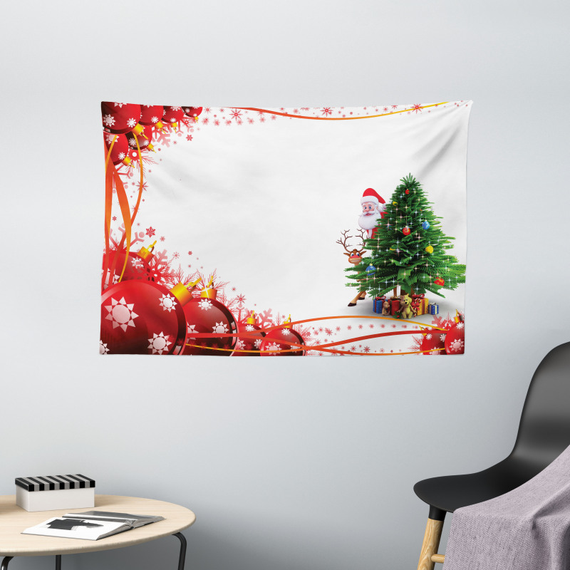 Red Balls Tree Wide Tapestry