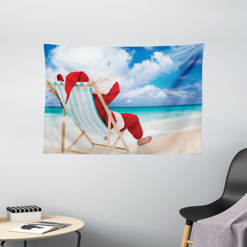 Relaxing at Exotic Beach Wide Tapestry