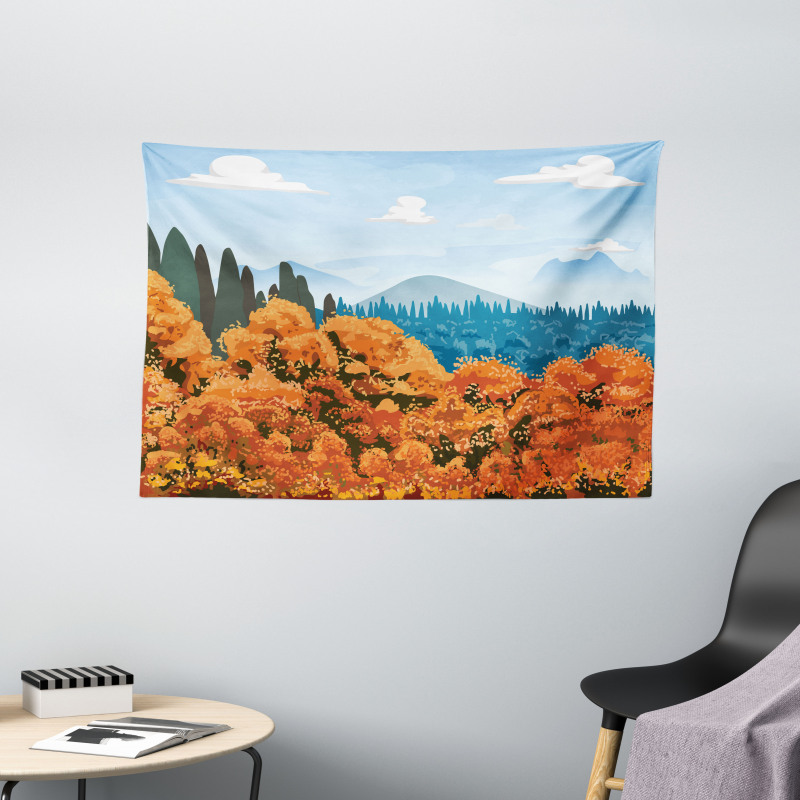 Digital Autum Season Wide Tapestry