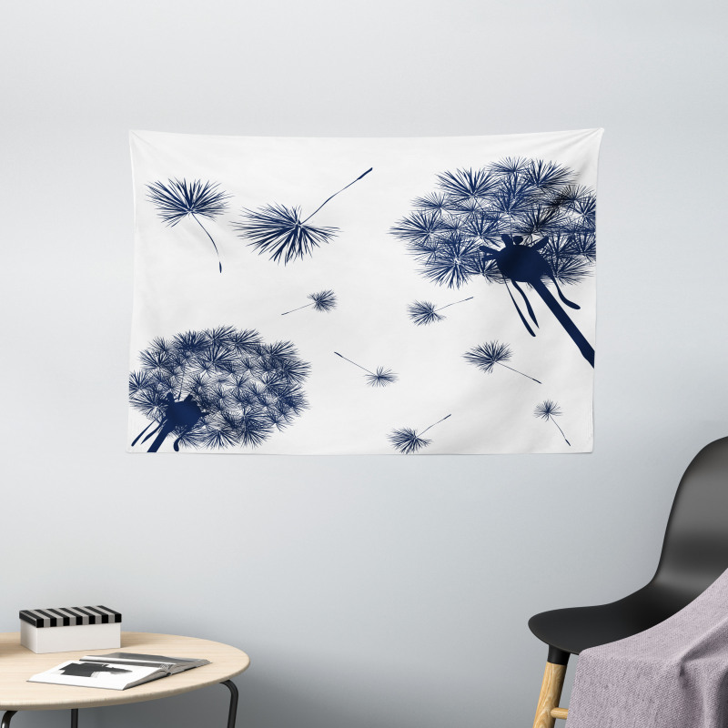 Flying Pollens Flower Wide Tapestry