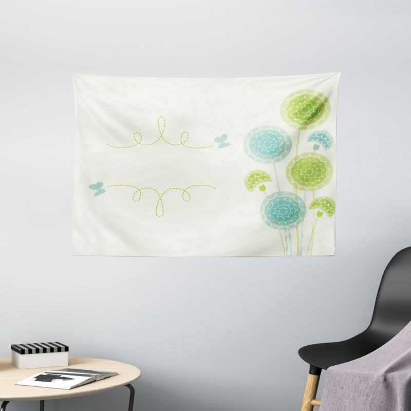 Hand Drawn Plants Wide Tapestry