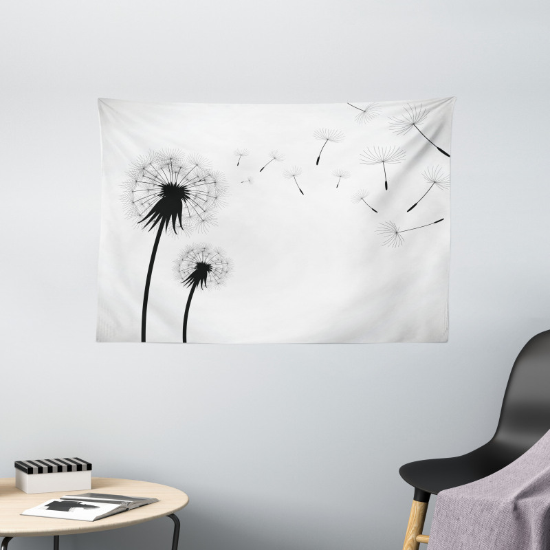 Seed Blowing Away Floral Wide Tapestry