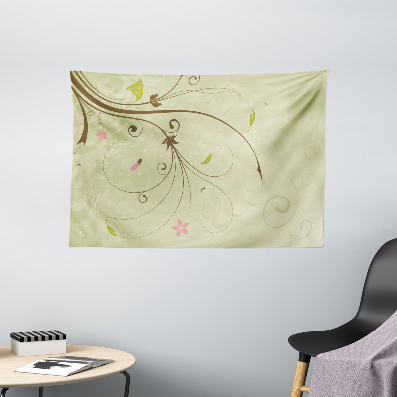 Swirls Lines Petal Wide Tapestry