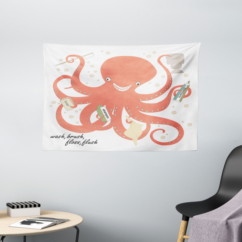 Octopus Holding Sap Wide Tapestry