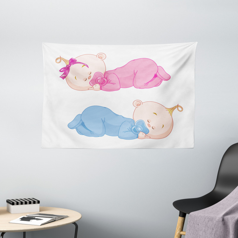 2 Charming Twins Asleep Wide Tapestry