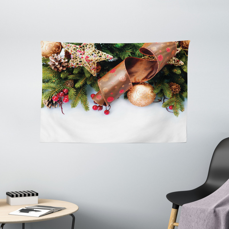 Pine Cones Garland Wide Tapestry