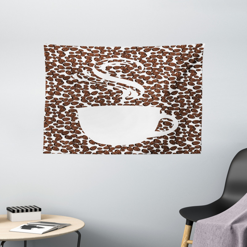 Hot Cup on Arabica Beans Wide Tapestry