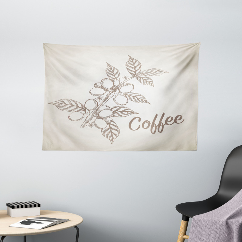 Sketch Style Coffee Wide Tapestry