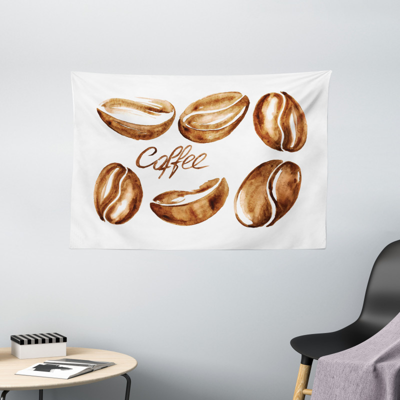Watercolor Effect Beans Wide Tapestry