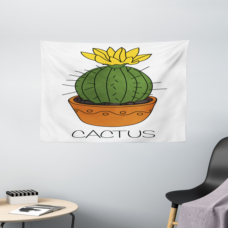 Plant with Yellow Flower Wide Tapestry