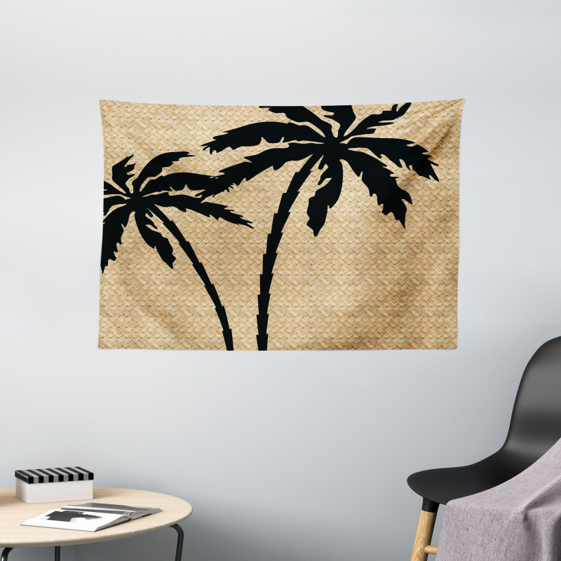 Palm Tree Silhouettes Wide Tapestry