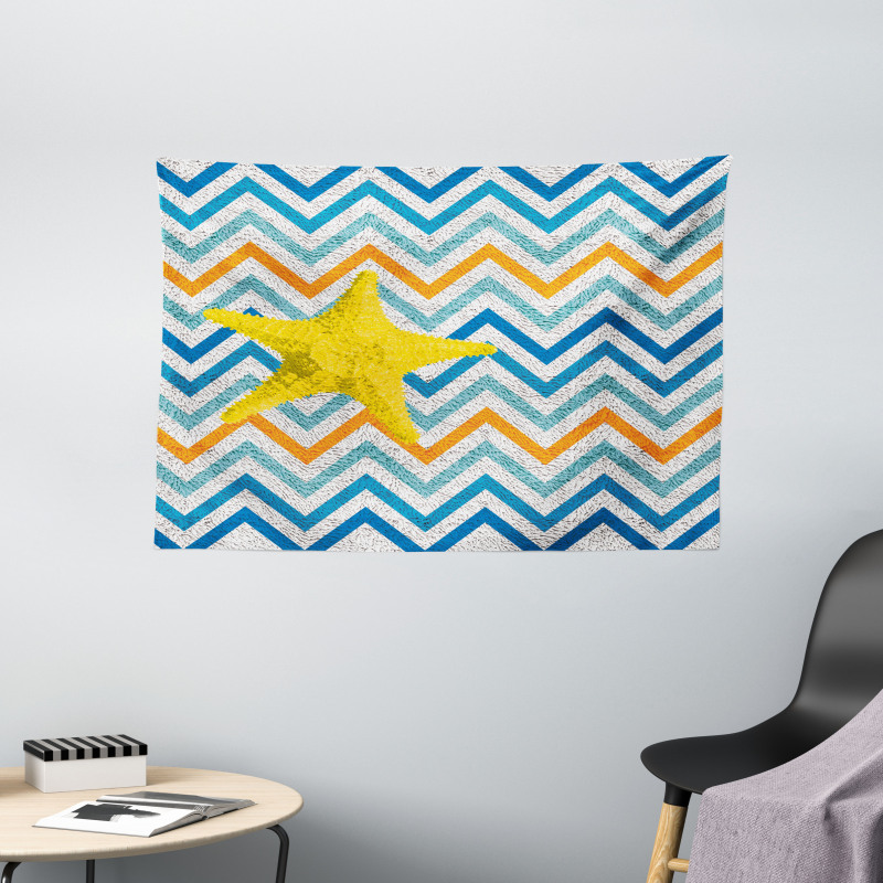 Angled Stripes Starfish Wide Tapestry