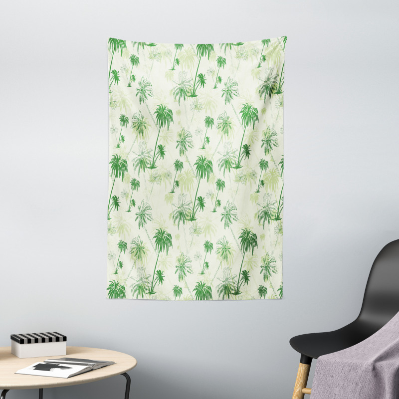 Sketch Style Palm Trees Tapestry