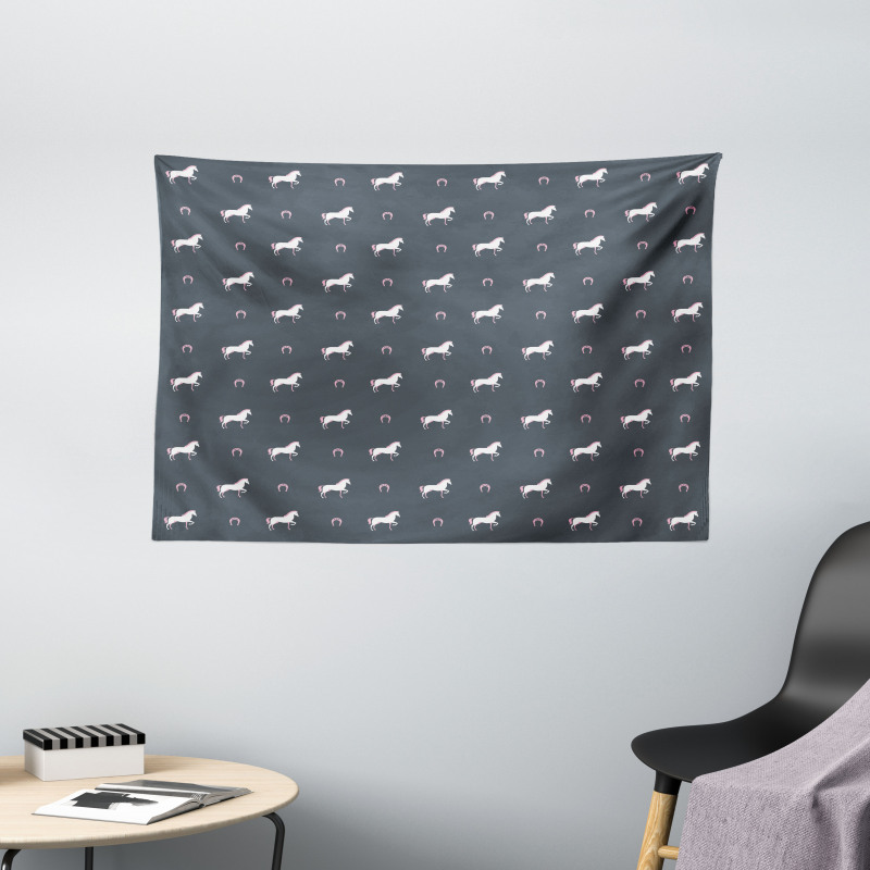 Wild Mustang Pattern Wide Tapestry