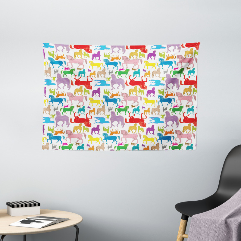Abstract Stallions Wild Wide Tapestry