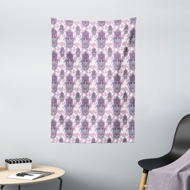 Ombre Leaves Circles Tapestry