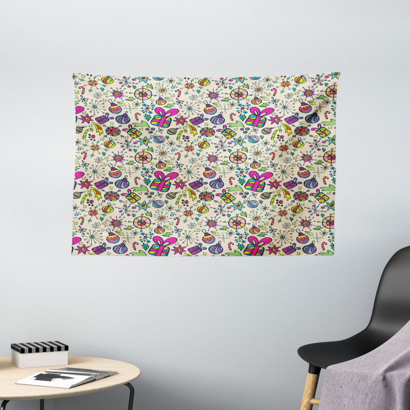 Lively Rich Doodle Wide Tapestry