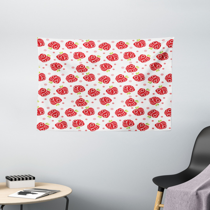 Curved and Dotted Fruit Wide Tapestry