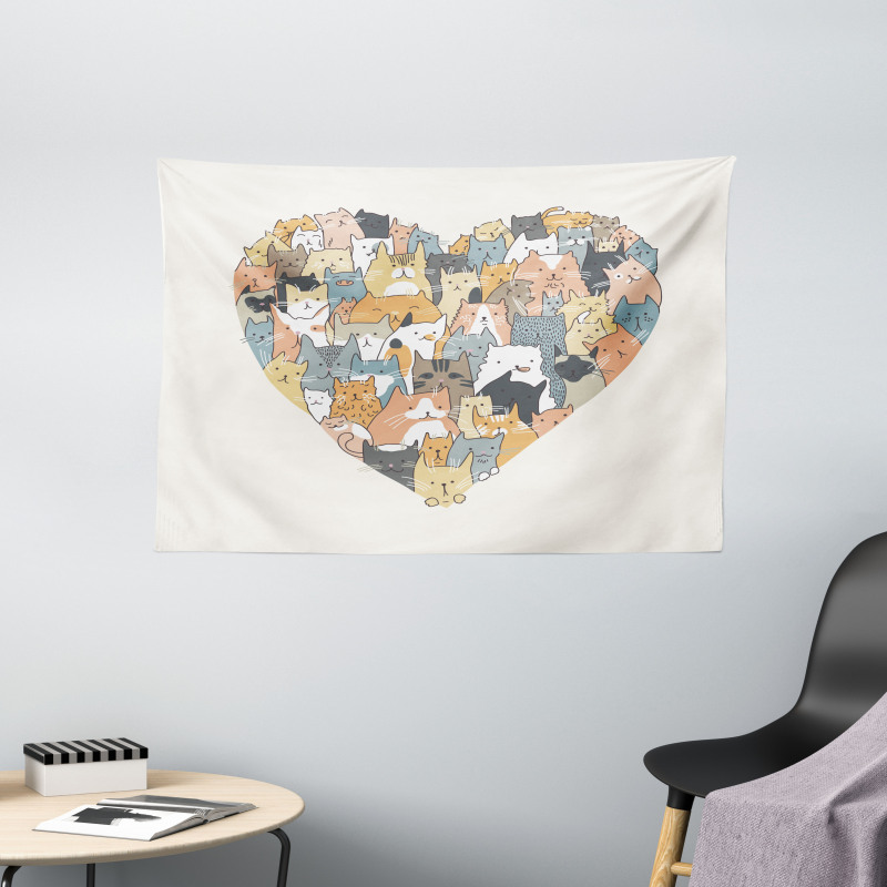 Heart Shaped Frame Wide Tapestry