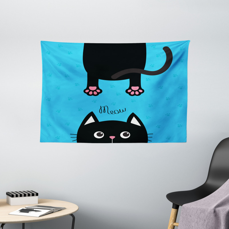 Fat Cat Paws and Tail Wide Tapestry