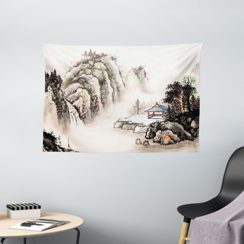 Watercolor Valley Wide Tapestry