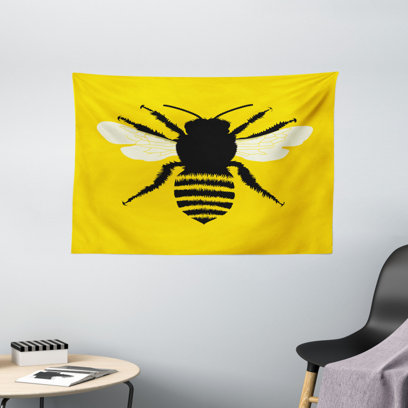 Honeybee Silhouette Wide Tapestry