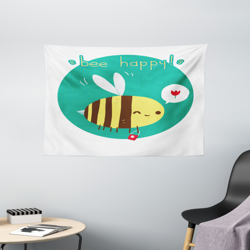 Winking Bumblebee Wide Tapestry