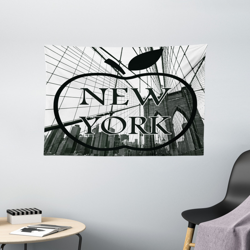 Cityscape Big Apple Motif Wide Tapestry