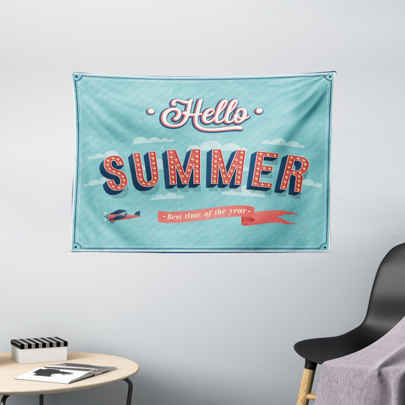 Vintage Summer Aircraft Wide Tapestry