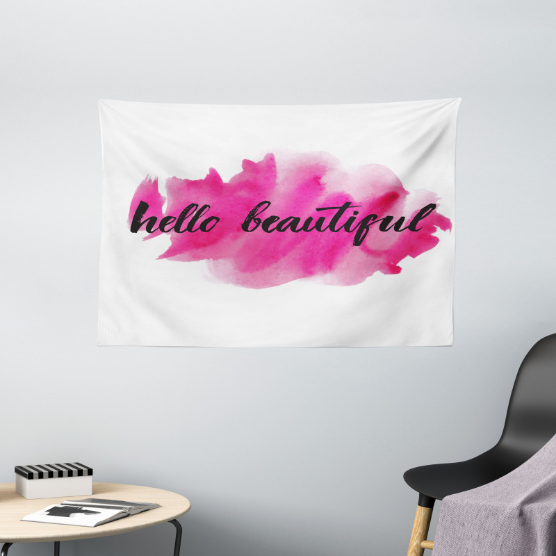 Words on Pink Wide Tapestry