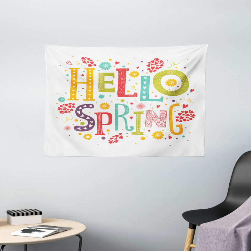 Colorful Spring Elements Wide Tapestry