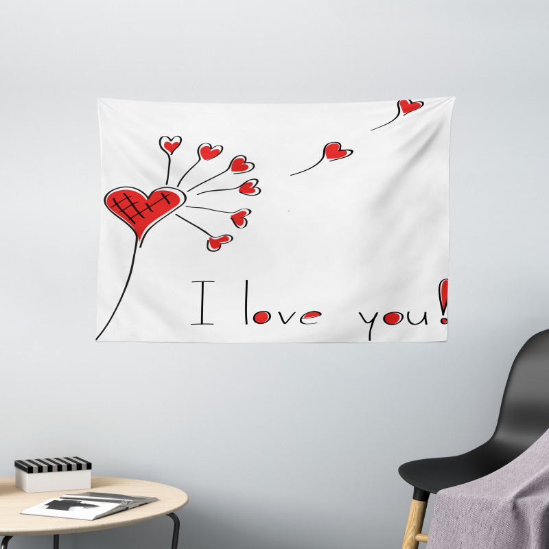 Dandelion with Hearts Wide Tapestry