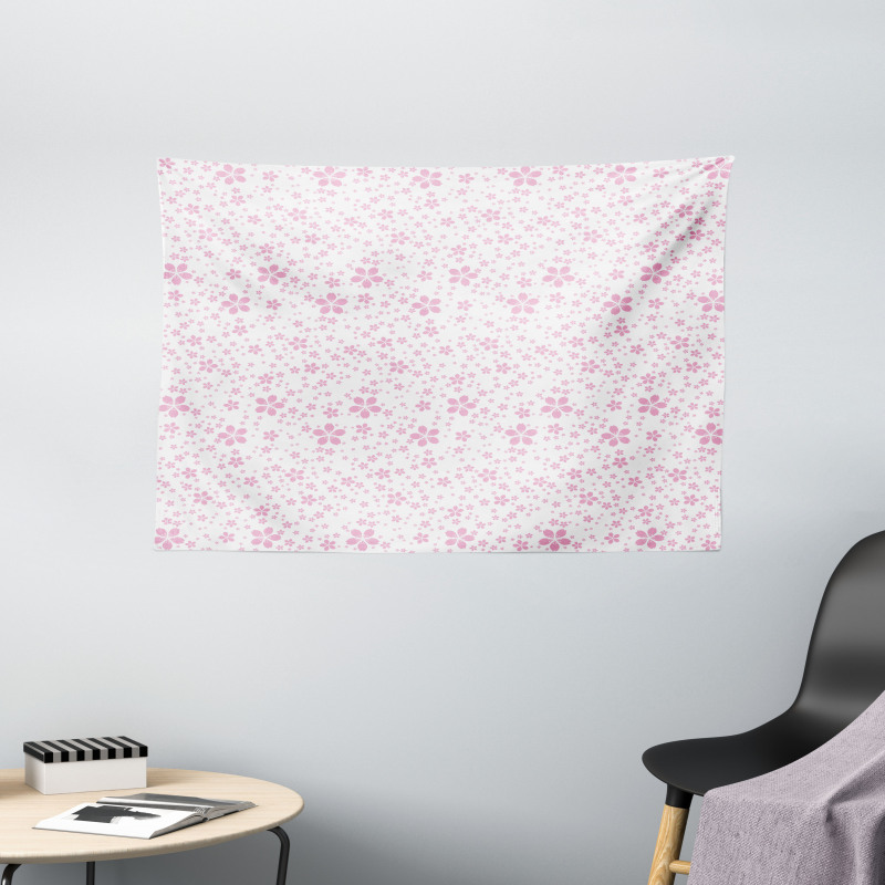 Pink Flora Wide Tapestry