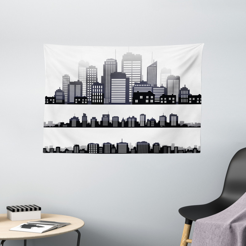 Long Buildings Skyline Wide Tapestry