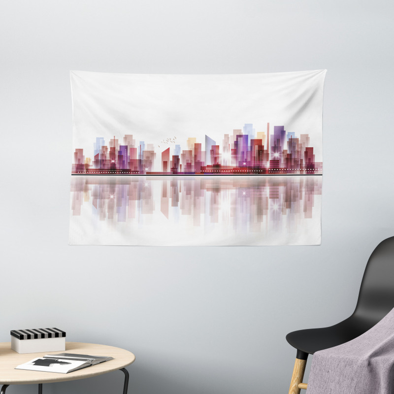 Skyscrapers Silhouette Wide Tapestry