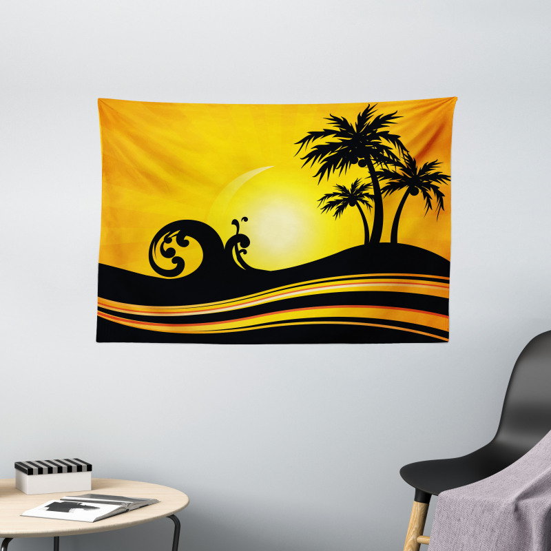 Holiday Waves and Trees Wide Tapestry