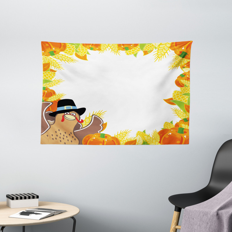 Corn and Pumkin Wide Tapestry