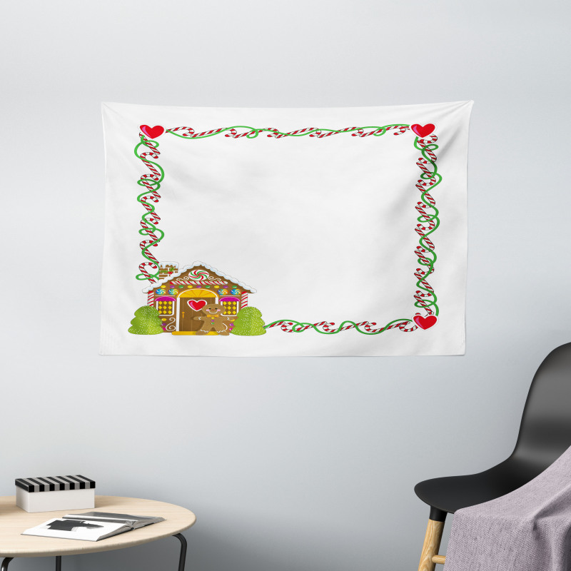 Gingerbread House Wide Tapestry